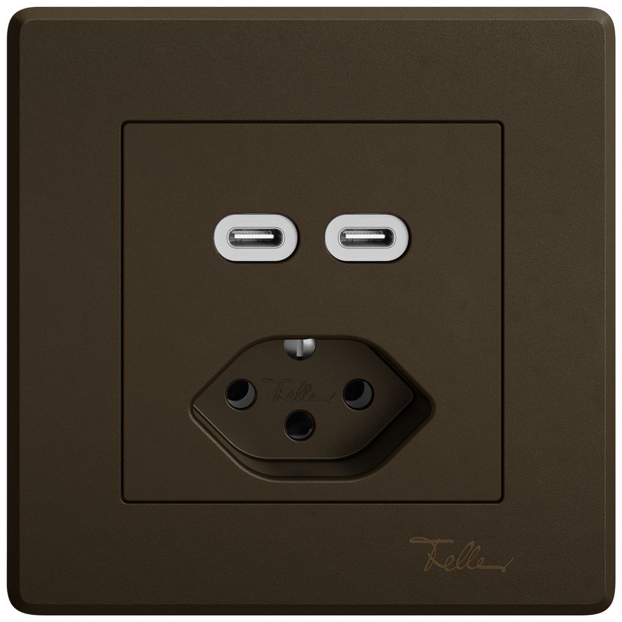 UP-USB-Ladesteckdose EDIZIO.liv SNAPFIX® USB C+C/T13 3A 230VAC br