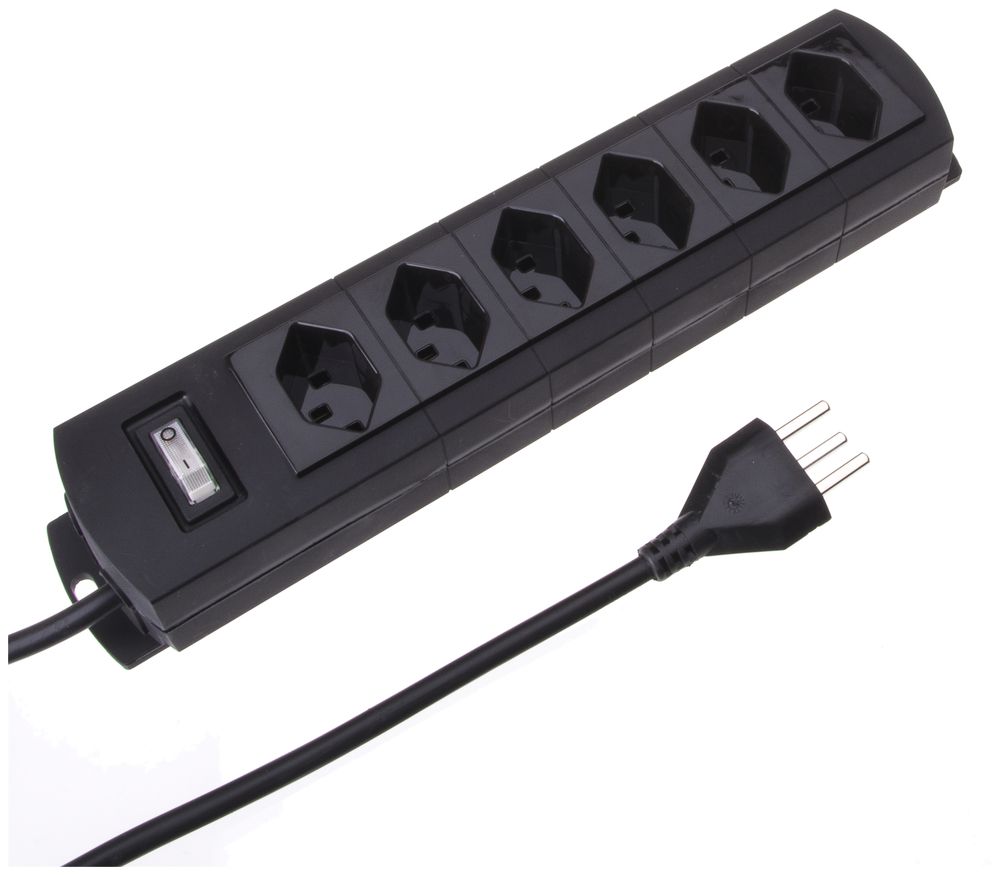 Prise multiple MH 6×T23 Prime-Line Td 3×1.5mm² 3m noir