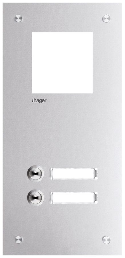 Piastra frontale Hager intercom mono 2× 150×315×32mm acciaio affinato