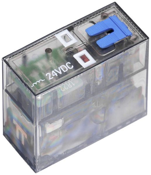 Relais WM CRI20024T 2CO AgNi 19.2…26.4VDC 8A/250VAC bouton test