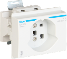 EB-Steckdose Hager Typ 25 für DIN-Montage mit Schraubklemmen grau