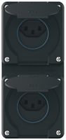 UP-Kombination robusto 2×1, 2×Steckdose T23 IP55 schwarz