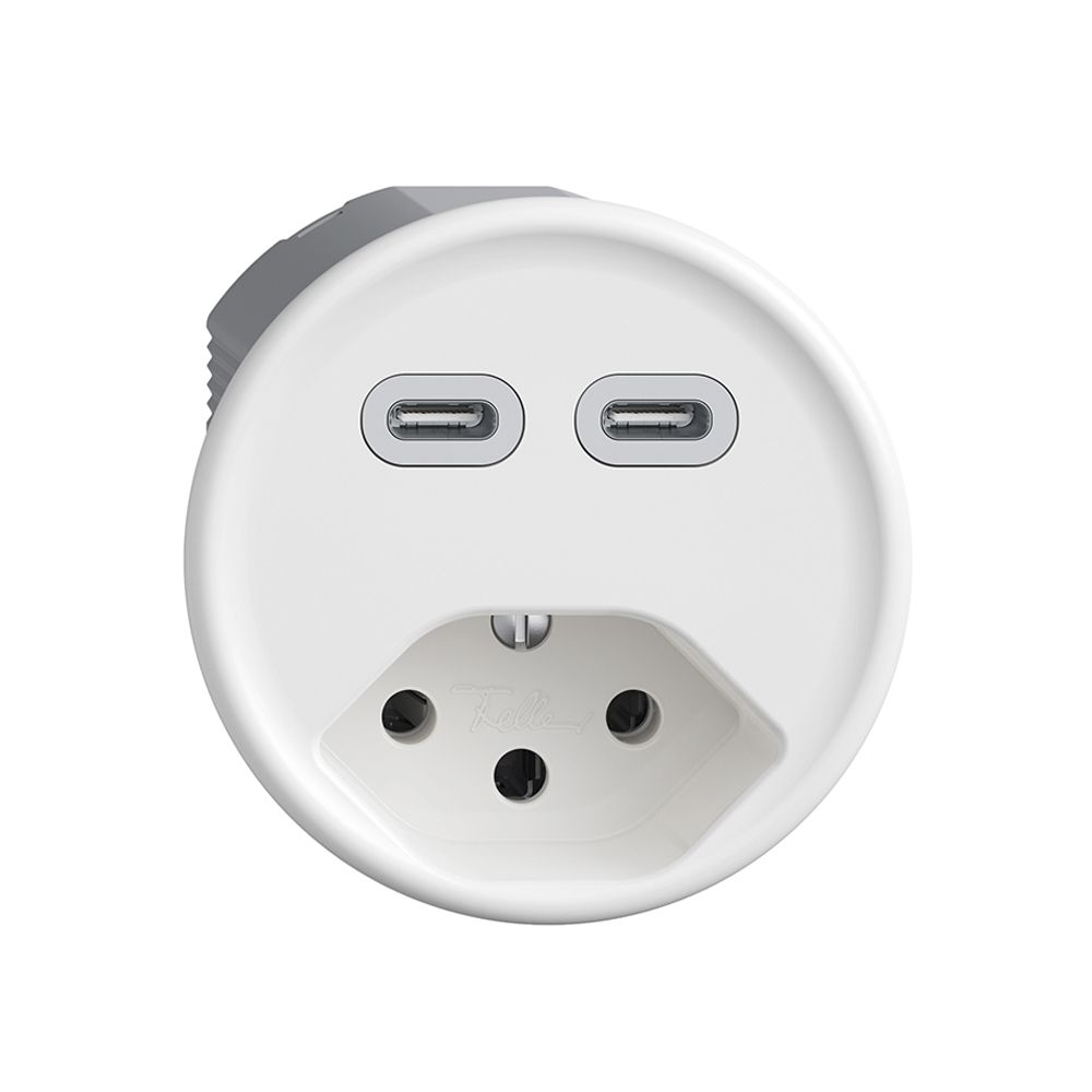 Steckdose USB 2×Typ C + Typ 13 Feller STANDARDdue Q 230V 3000mA weiss