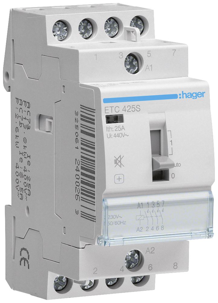 REG-Schütz HA 230VAC 4 Schliesser 0 Öffner 25A Tag-/Nachtfunktion brummfrei 2TE