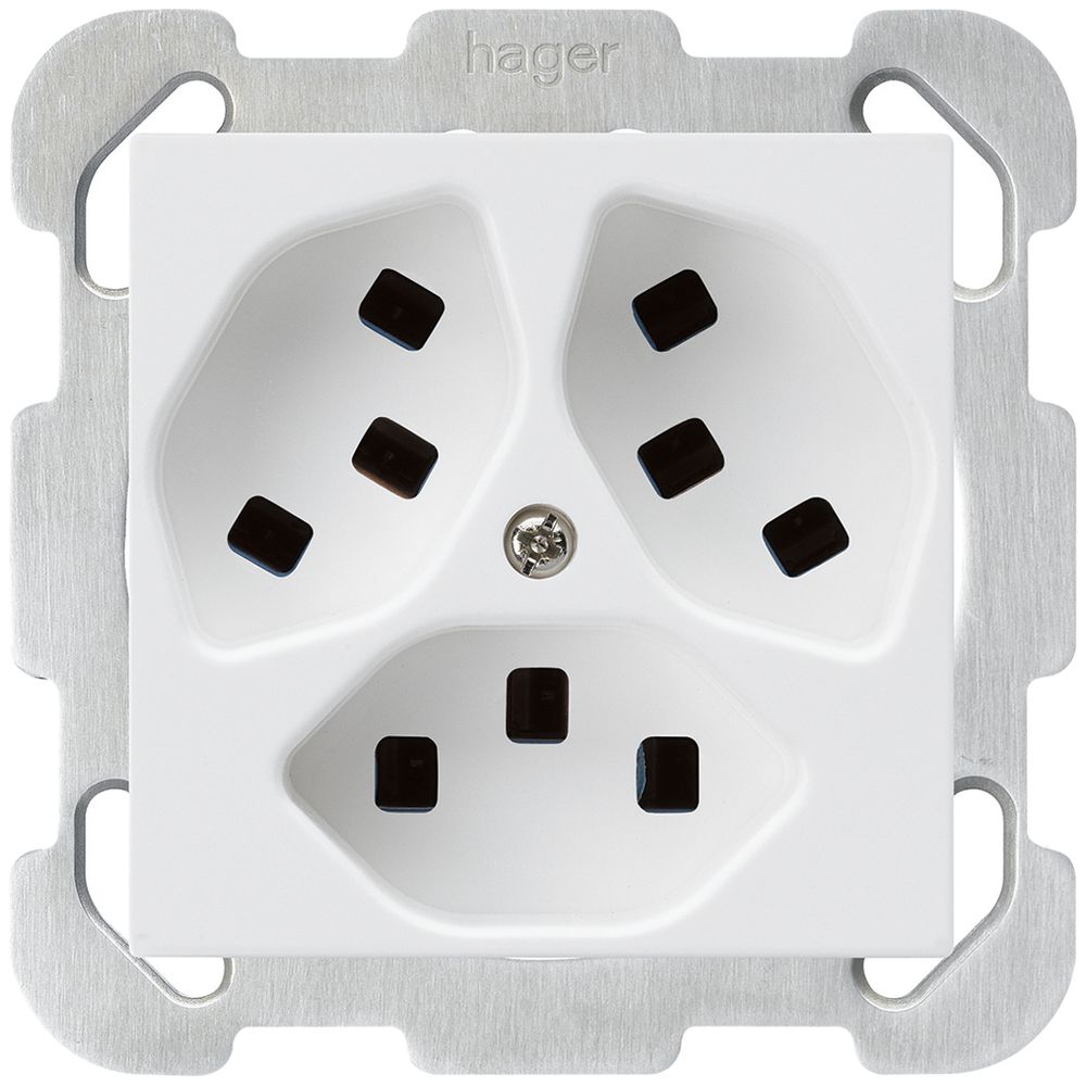 UP-Steckdose Hager kallysto 3×T23 B ultraweiss