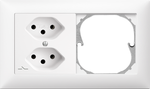 UP-Kombination Edue 1x2, Steckdose 2×T13 1×S + leerplatz ws