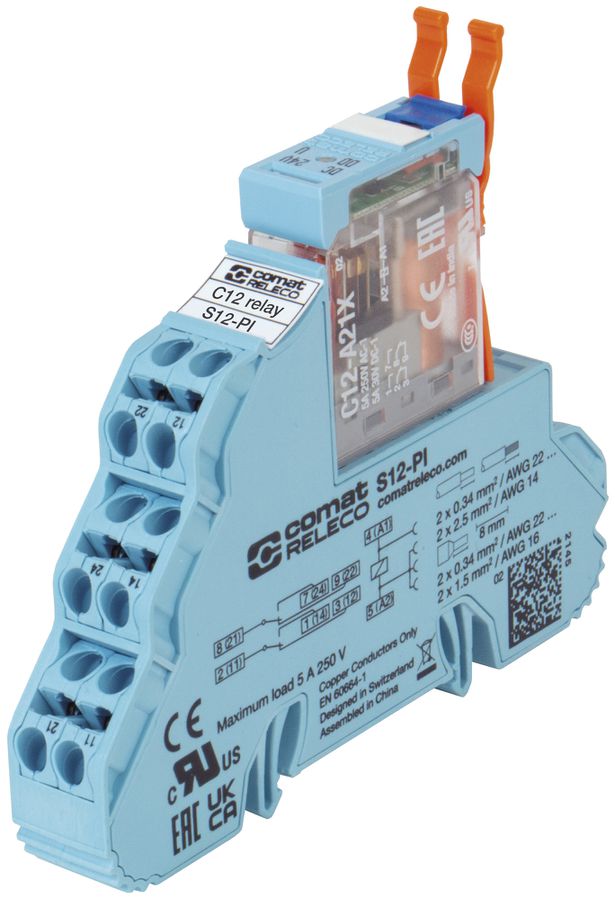 Interfacerelais ComatReleco C12-A21X+S12-PI, 24VDC, 2W AgNi+Au 5A, LED