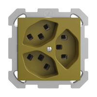 UP-Steckdose 3×T23 16A EDIZIOdue olive, mit Steckklemmen