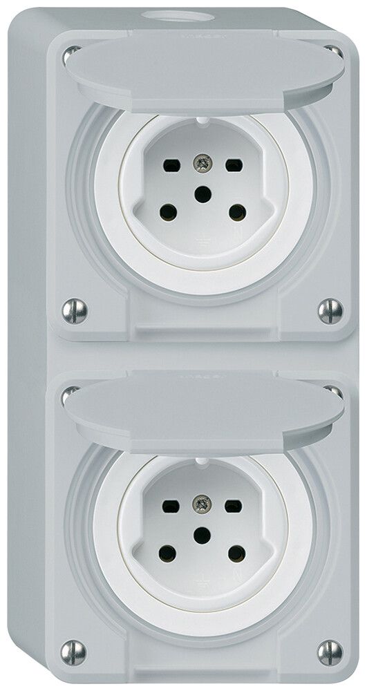 AP-Kombination Hager robusto I-I vertikal Typ 15+Typ 15, grau