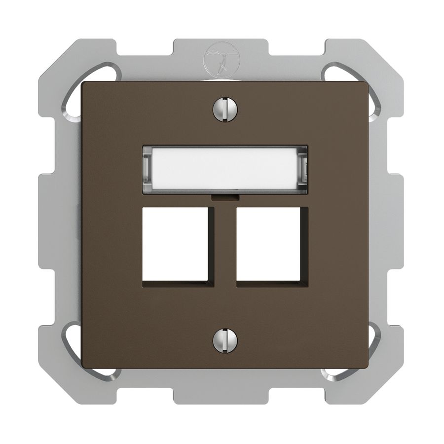 Kit montaggio ENC EDIZIOdue FM, uscita dritta, per 2×Keystone, coffee