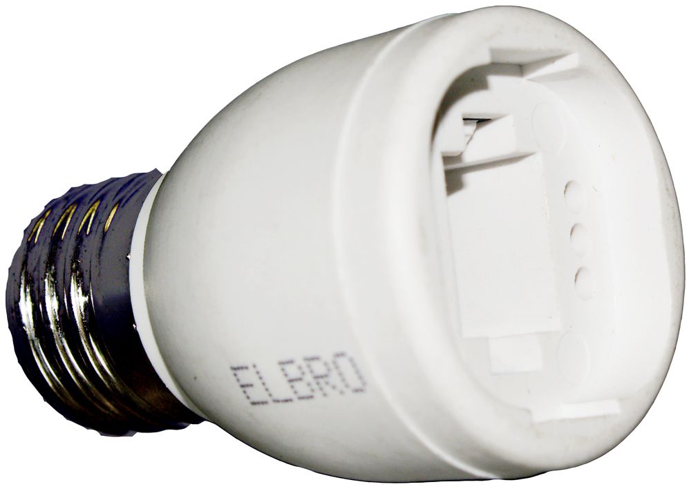 Fassungsadapter ELBRO intern G24/extern E27, weiss