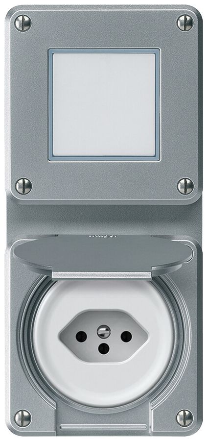 UP-Kombination robusto Wechselschalter Steckdose 1×T13 86×146mm Aluminium