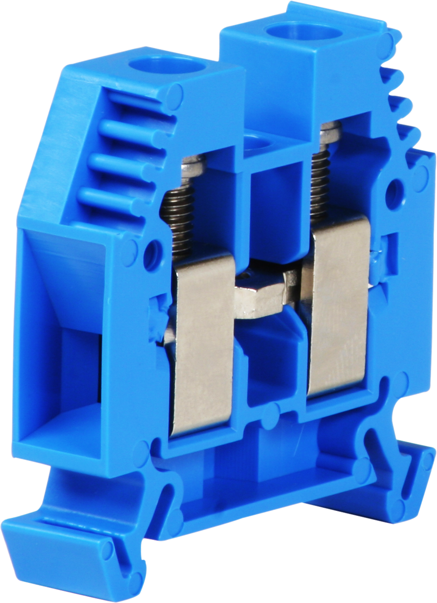 Durchgangs-Reihenklemme Woertz 6…16mm² 76A 1000V Schraubanschluss 2×1 TH35 blau