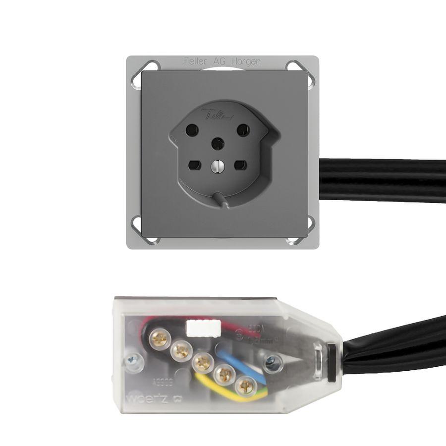 EB-Steckdose EDIZIOdue T15 dunkelgrau für Flachkabel Technofil