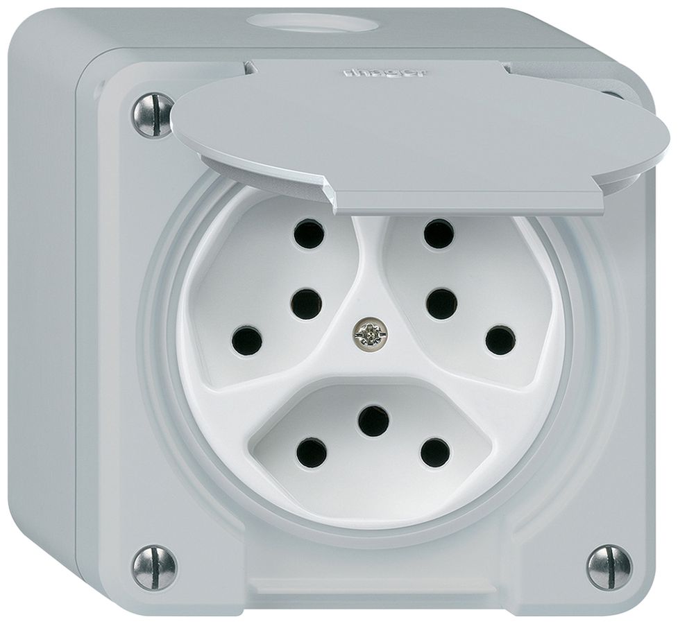 Presa AP robusto 3×tipo 13 grigio