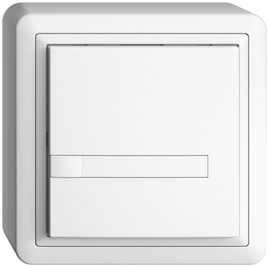 Poussoir univ. AP 1×1t bornes à vis EDIZIOdue blanc, avec papier