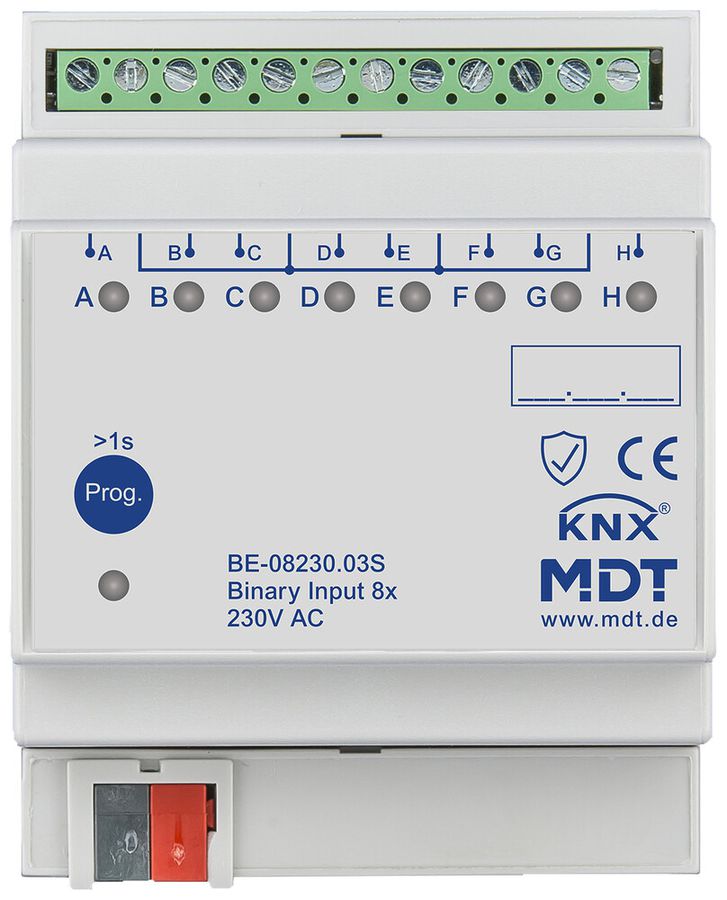 Ingresso binario KNX AMD MDT BE-08230.03S 8×ingr IN:230VAC 4UM