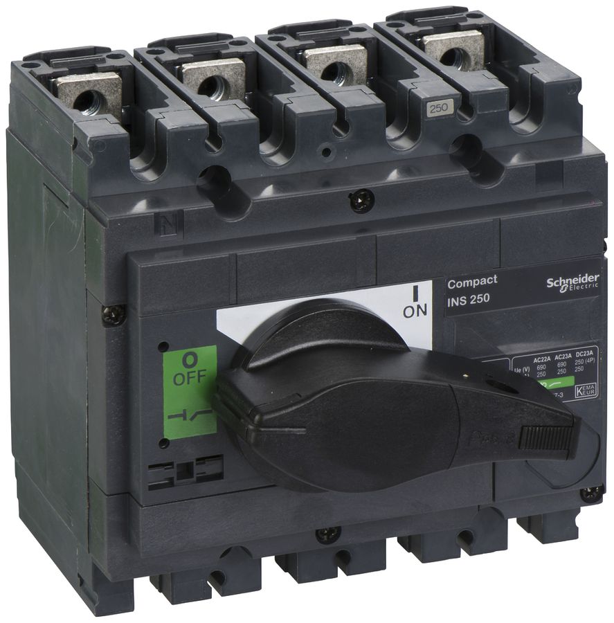 Interupteur de charge Schneider Electric INS 4L 250A avec poignée rotative noir