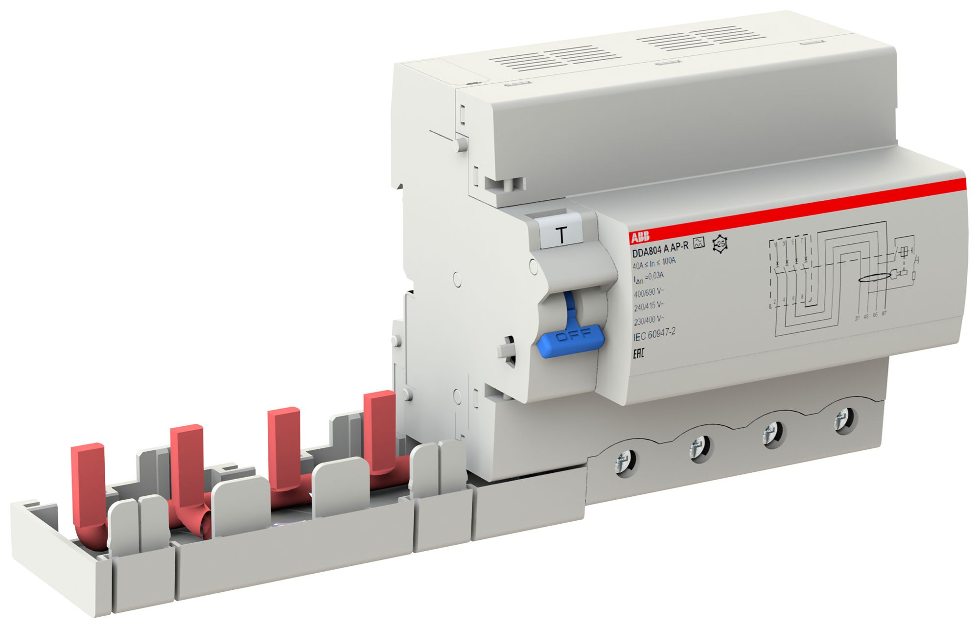 Fehlerstrom-Block ABB DDA804 A-100/0.03 APR 4P 400V A-0.03A 100A 3kA 6.5TE