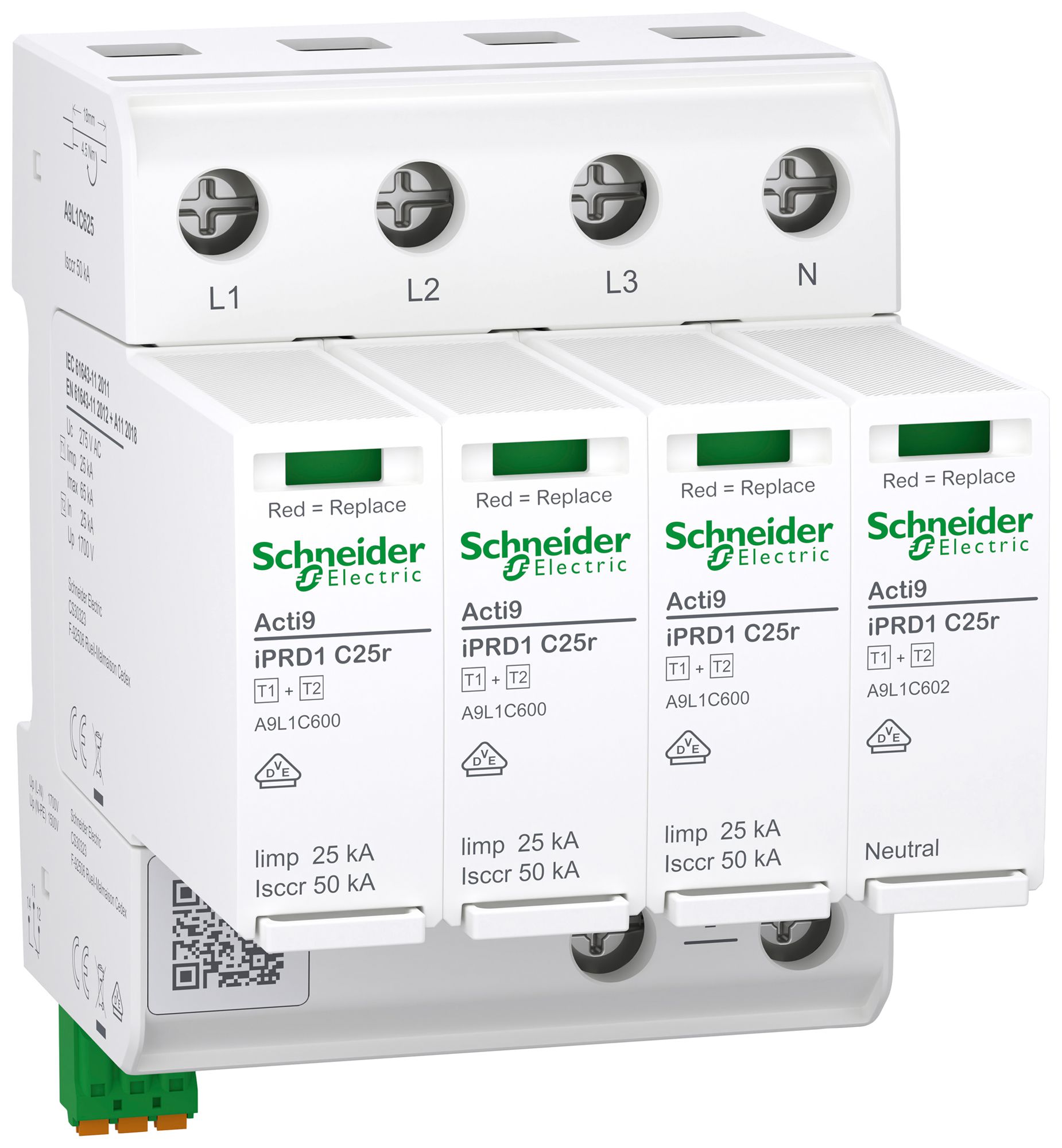 Kombiableiter Acti9 iPRD1 kompakt T1+2 4P Iimp 25kA leckstromfrei