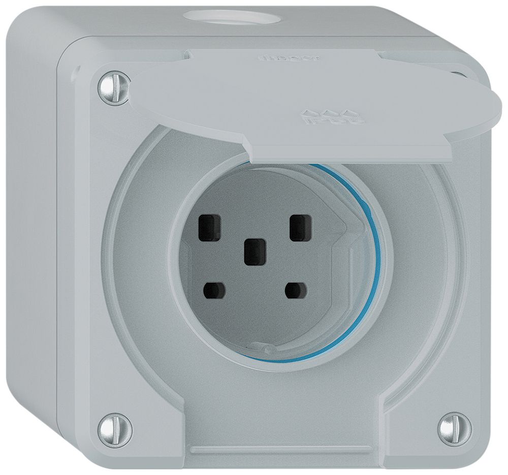 Prise AP robusto 1×type 25 IP55 gris clair