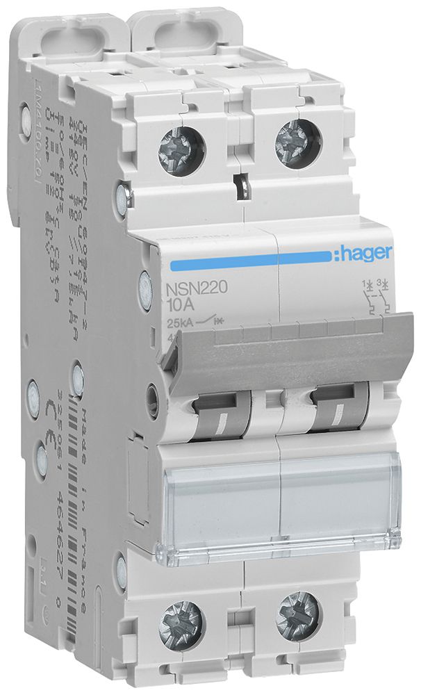 Leitungsschutzschalter Hager MCB 2P 415V Typ D 20A Icu 25kA 2TE