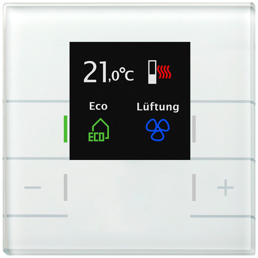 Thermostat d'ambiance KNX ENC MDT SCN-RTRGW.02 écran LED verre blanc