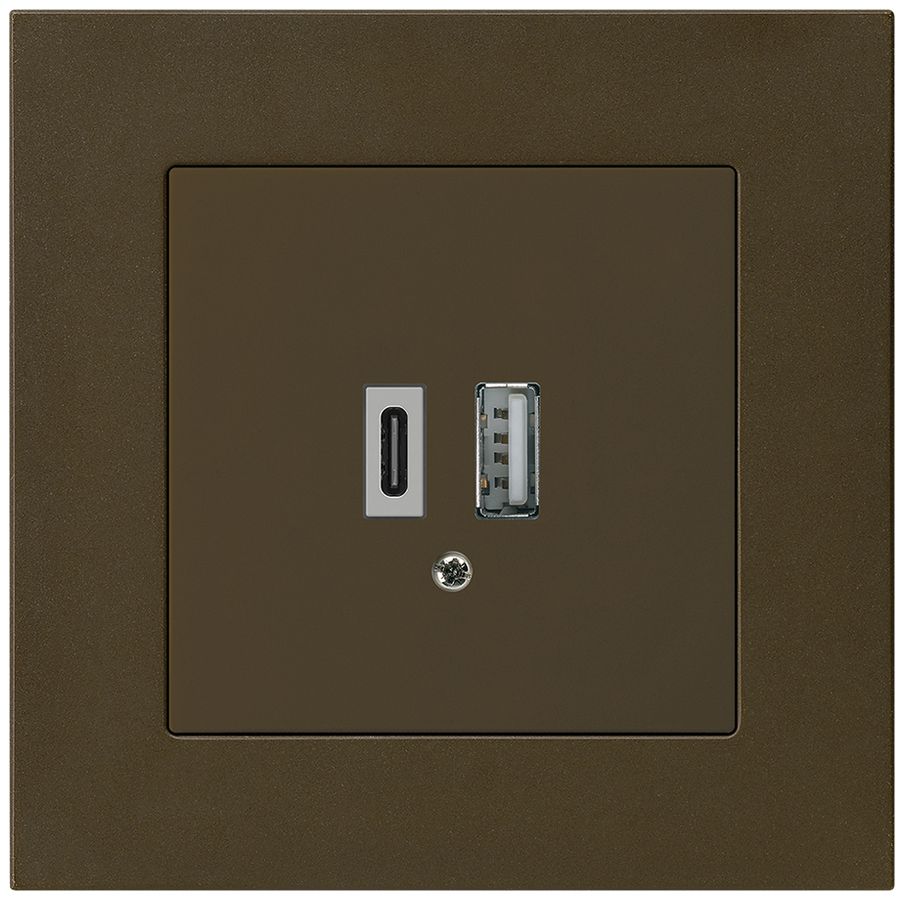 UP-USB-Ladesteckdose kallysto.pro 18W PD 1×Typ A+1×Typ C braun