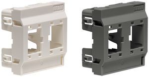 Placca frontale 2×RJ45, nero, 45×45mm con placca indicatrice