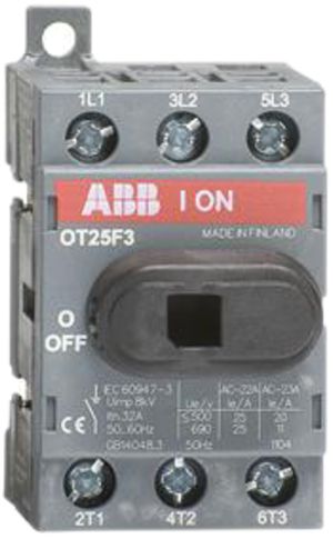 Interrupteur de charge ABB 25A/400V 3L, AC22A gris clair