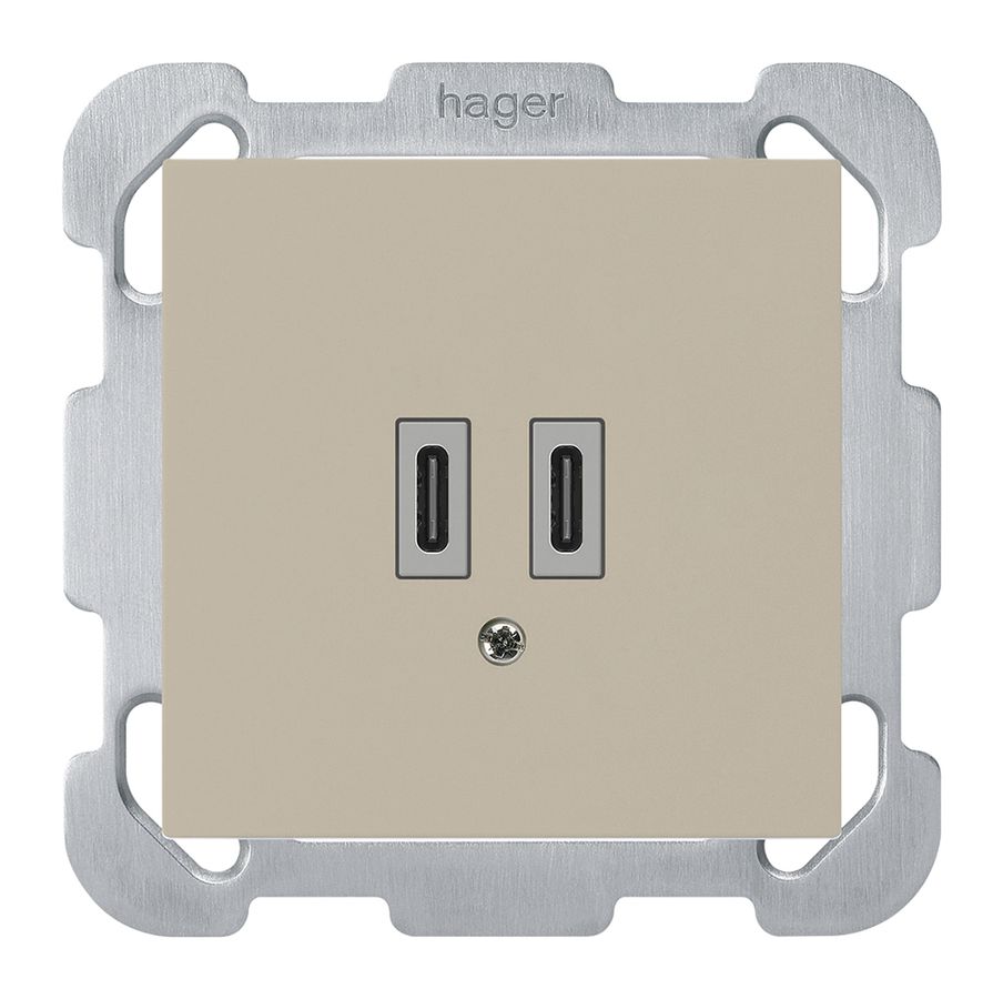 UP-USB-Ladesteckdose Hager kallysto C-C 20W 5V 77×77mm beige