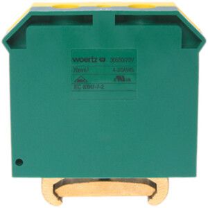 Morsetto di terra componibile Woertz 16…70mm² vite 2×1 DIN 35mm verde/giallo
