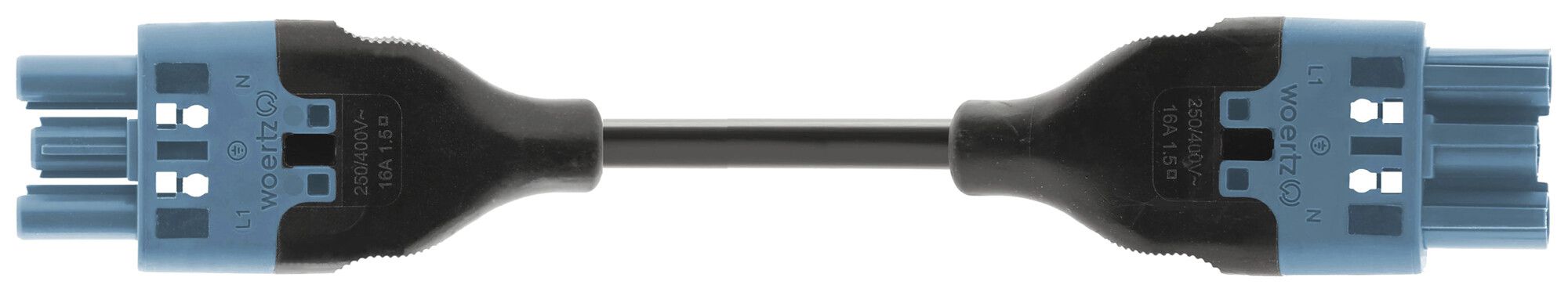 Cavo di connessione Woertz 49343/C5 3×1.5mm² 250V 16A 3m bl presa-spina Cca