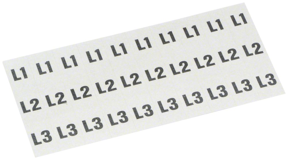 Etichette di designazione della fase Hager L1/L2/L3, autocollante, folio 10 pzz