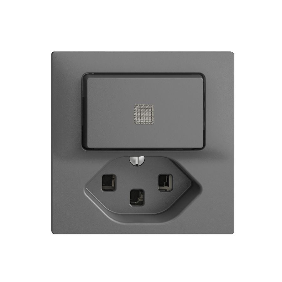 Leuchtkombination KS 3/1L+T23 dunkelgrau 16A EDIZIOdue mit Linse, LED gelb