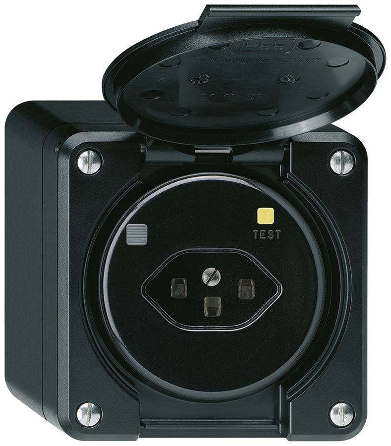 AP-FI-Steckdose robusto T23 30mA schwarz