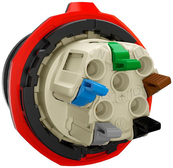 EB-Steckdose CEE NEO 5P 16A >50V 1h grau IP54 schraublose Klemme 75×75mm