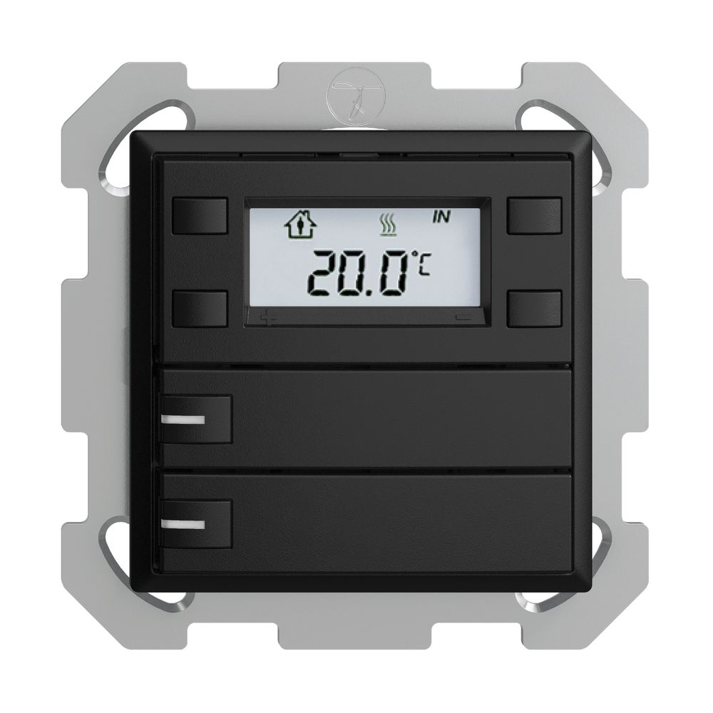 Poussoir RTH ENC KNX 2× EDIZIOdue FM noir, avec LED RGB