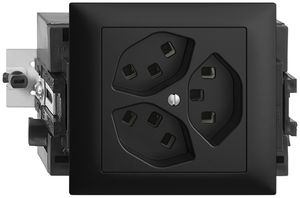 EB-Steckdose 3×T23 16A schwarz, 53mm EDIZIOdue, mit Steckklemmen