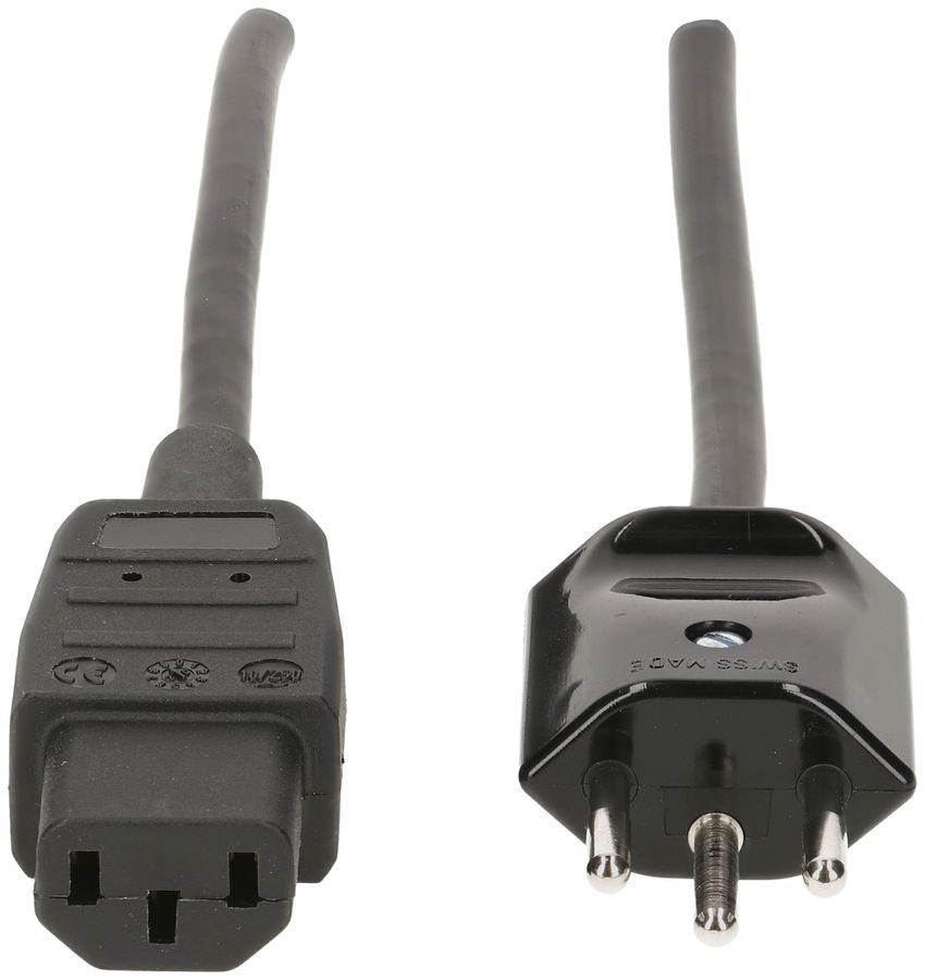 Apparatekabel MAX HAURI Td 3×1mm² 2m schwarz Stecker T12/C13