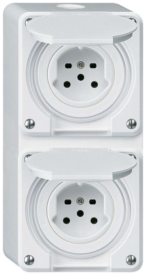 AP-Kombination Hager robusto I-I vertikal Typ 15+Typ 15, weiss