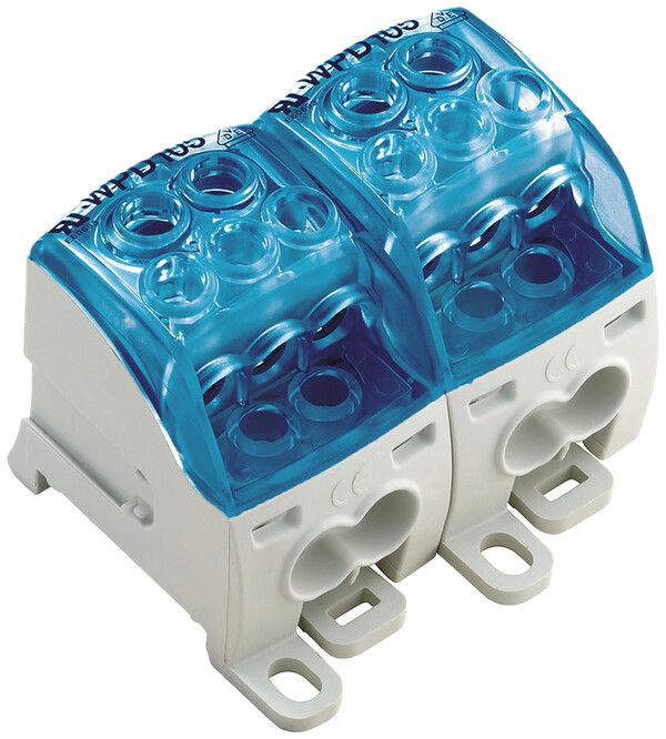 Blocco di distribuzione WM WPD 205 1P 214A 2×ingr 10×usc 1.5…25mm² 1.5…35mm²
