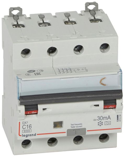 Fehlerstrom-/Leitungsschutzschalter Legrand C 4P 16A 6000A 30mA Typ A