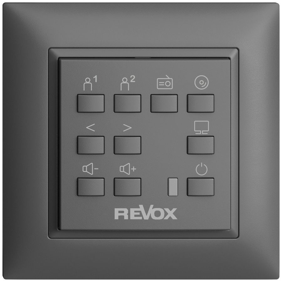 Commande murale EDIZIOdue pour Voxnet FMI, avec 10 bout., LED, IR, gris foncé