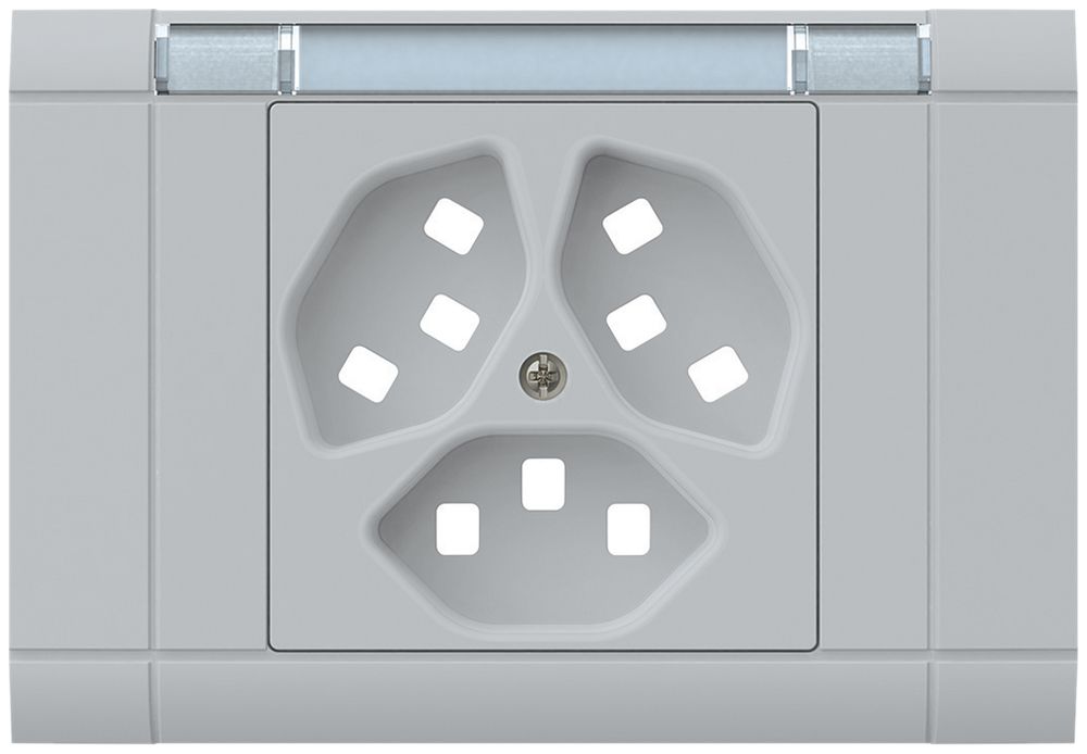 EB-Frontset kallysto, für EB-Steckdose 3×T23, mit Bezeichnungsträger, hellgrau