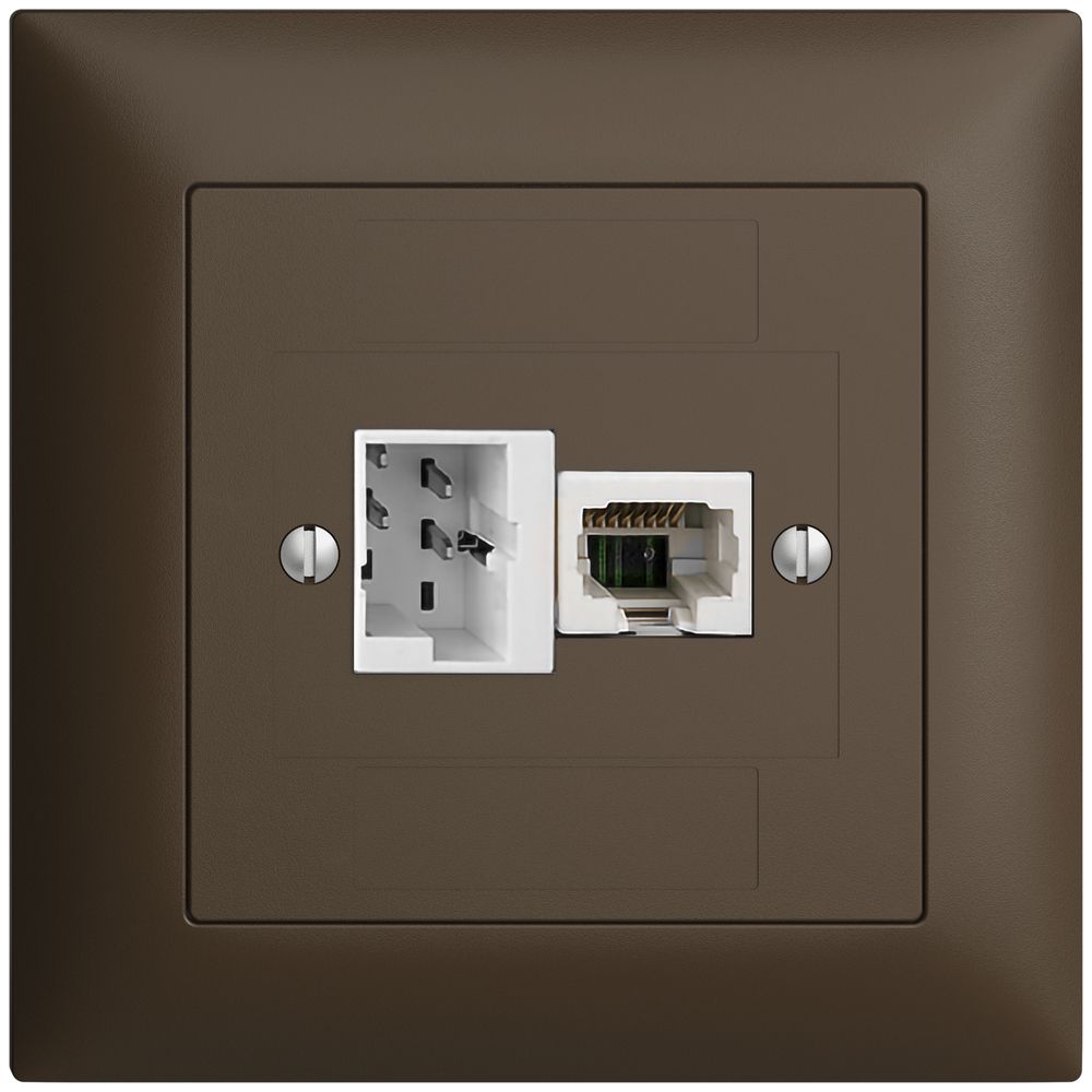 Scatola INC 1×TT,1×RJ45/u 4P EDIZIOdue ITplus ITM coffee