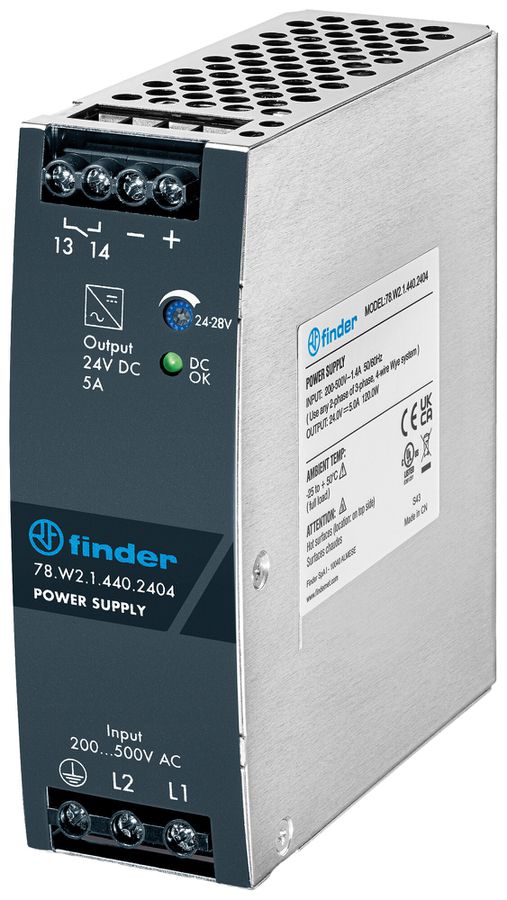 Alimentazione a commutazione INS FINDER 78.W2 200…500VAC 282…705VDC 24V 5A 120W