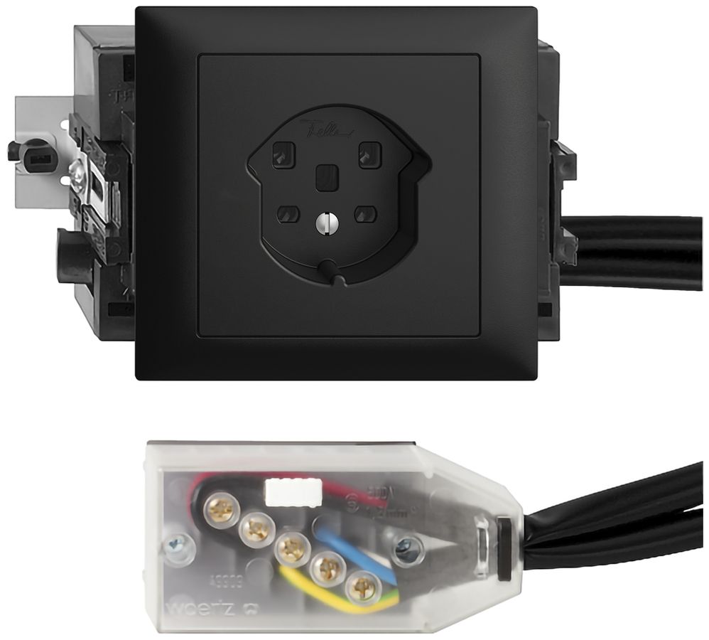 Prise INC EDIZIOdue T25 noir 49…69mm pour câble plat Technofil