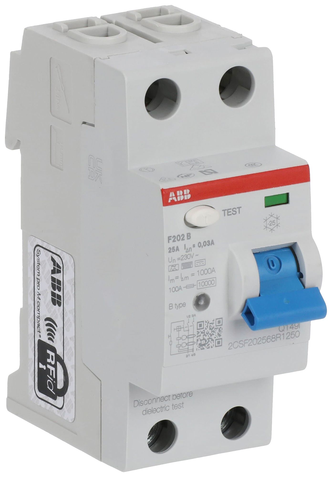 Fehlerstromschutzschalter proM compact 1PN Typ B, 25A 30mA 2TE kurzzeitverzögert