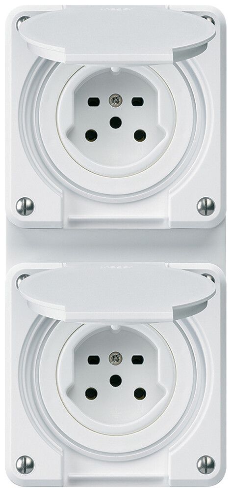 UP-Kombination Hager robusto I-I vertikal Typ 15+Typ 15, weiss